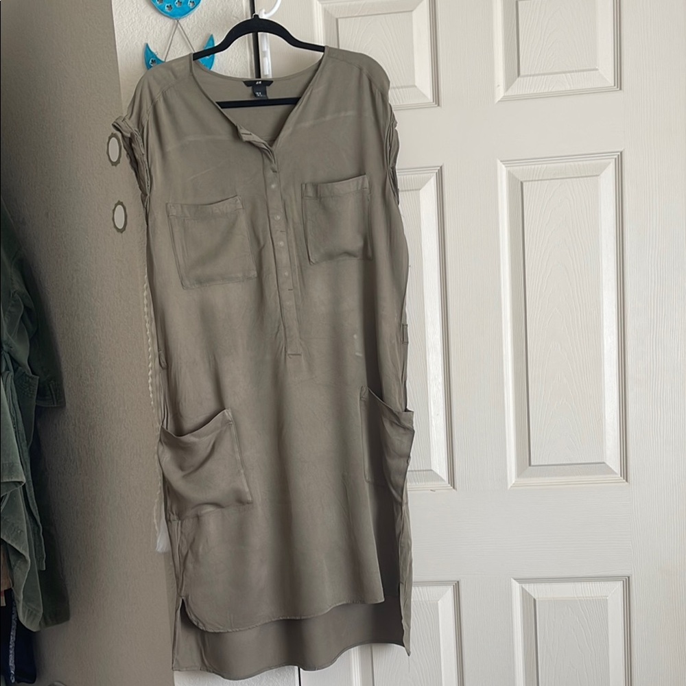 Olive Green Sleeveless Tunic Dress